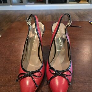 Bruno Magli Red and Black Slingback Heels